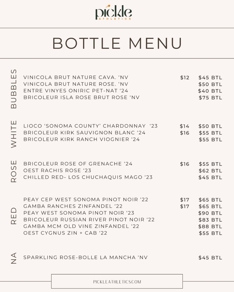 By the bottle menu