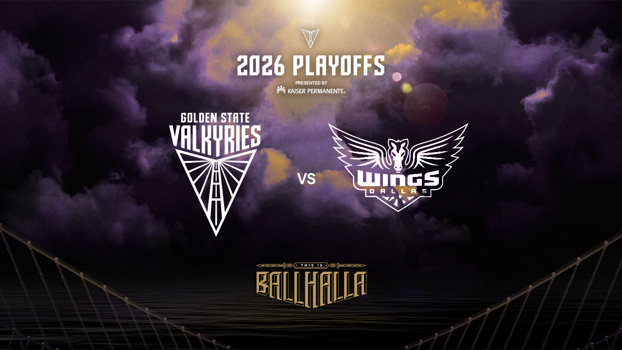 Golden State Valkyries versus Dallas Wings official 2026 playoff artwork